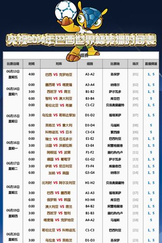 世界杯 cntv 求CCTV 世界杯的转播时间表